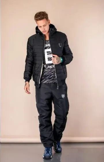 Зимовий чоловічий костюм Philipp Plein Black на овчині